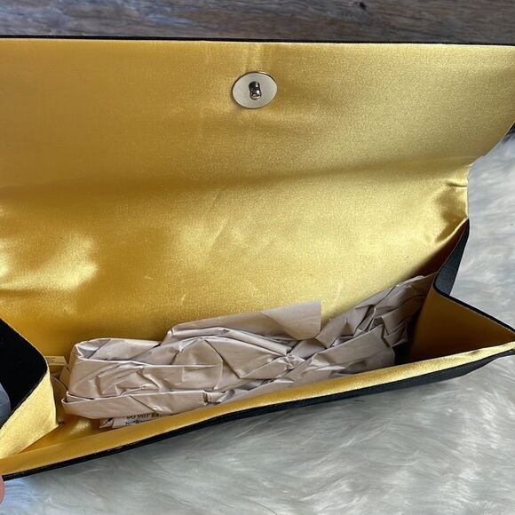 Black Clutch Evening Bag with Gold Lace Glitter Trim - Picture 7 of 8